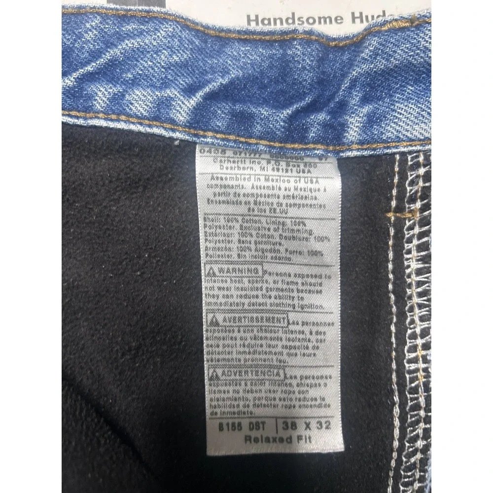 Vintage Carhartt B155 DST Fleece Lined Jeans Men's 38x32 Blue  Workwear